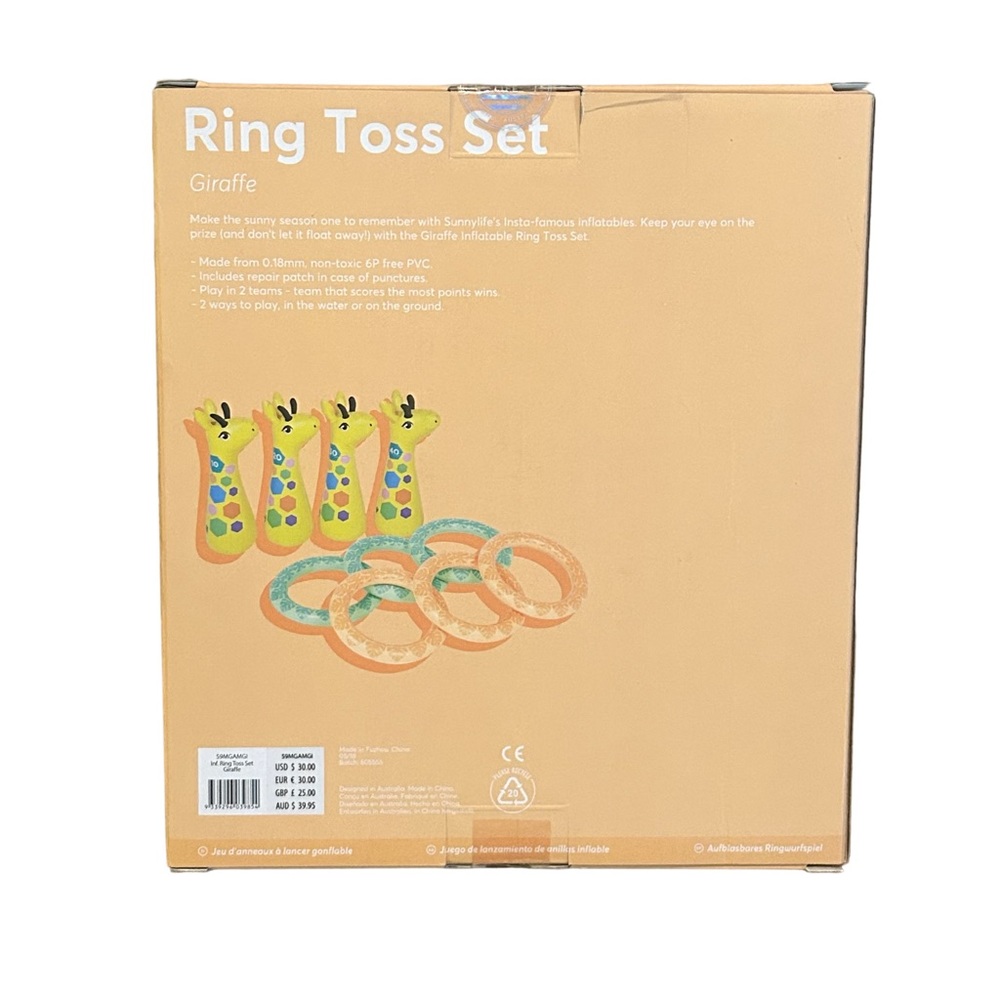 NWT SUNNYLIFE Ring Toss Game Giraffe Kids Drinking Games Gift - Picture 3 of 5